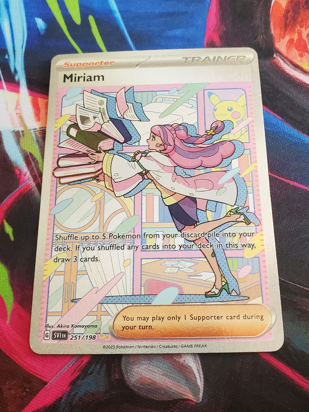 Pokemon Trainer Miriam Card - Pink, Blue, Yellow